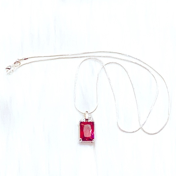 Pink Tourmaline Necklace Earrings Ring Silver Jewelry Set - Picture 4 of 7